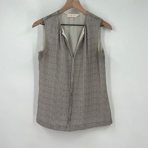 Tory Burch Silk Sleeveless Chevron Blouse Sz-4